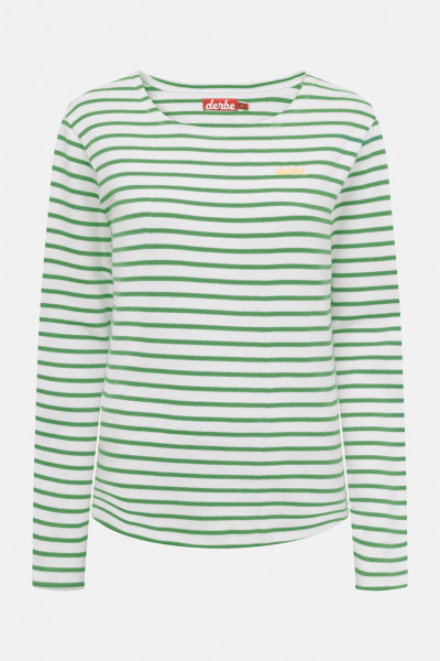 Derbe Langarmshirt Interstriped Damen Weiß Grün