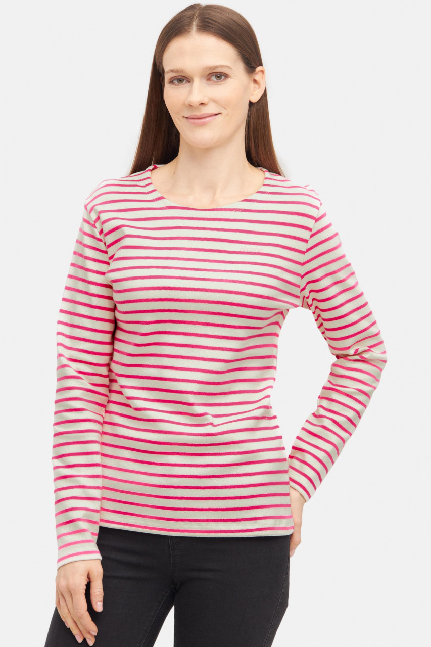 Derbe Longsleeve Interstriped Damen Weiß Pink Streifenshirt