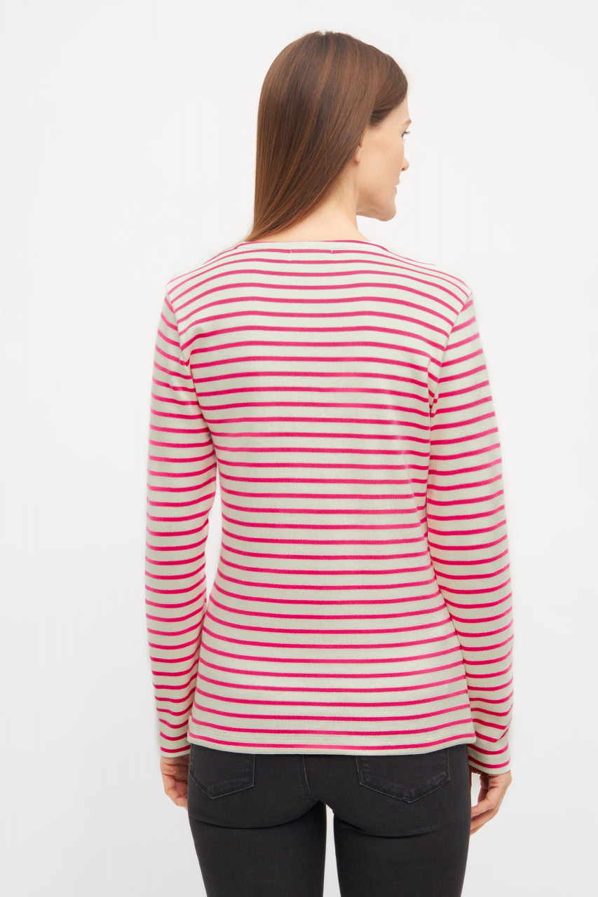 Derbe Longsleeve Interstriped Damen Weiß Pink Streifenshirt
