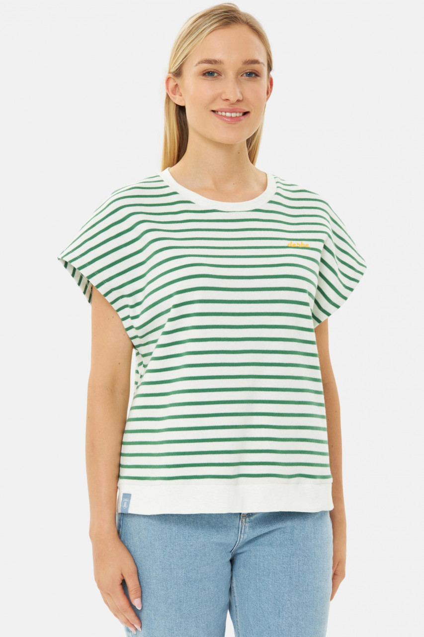 Derbe T-Shirt Interstriped Damen Weiß Grün