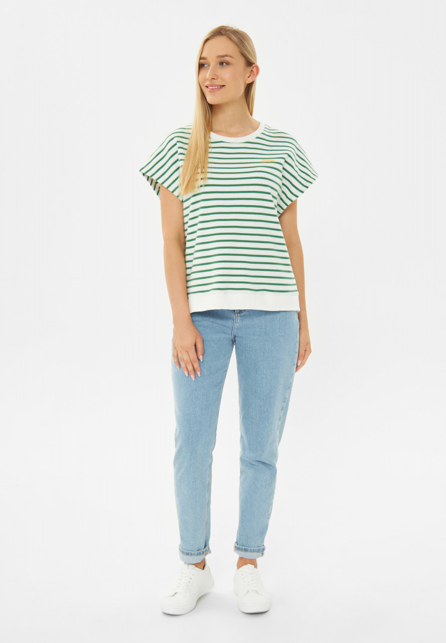 Derbe T-Shirt Interstriped Damen Weiß Grün