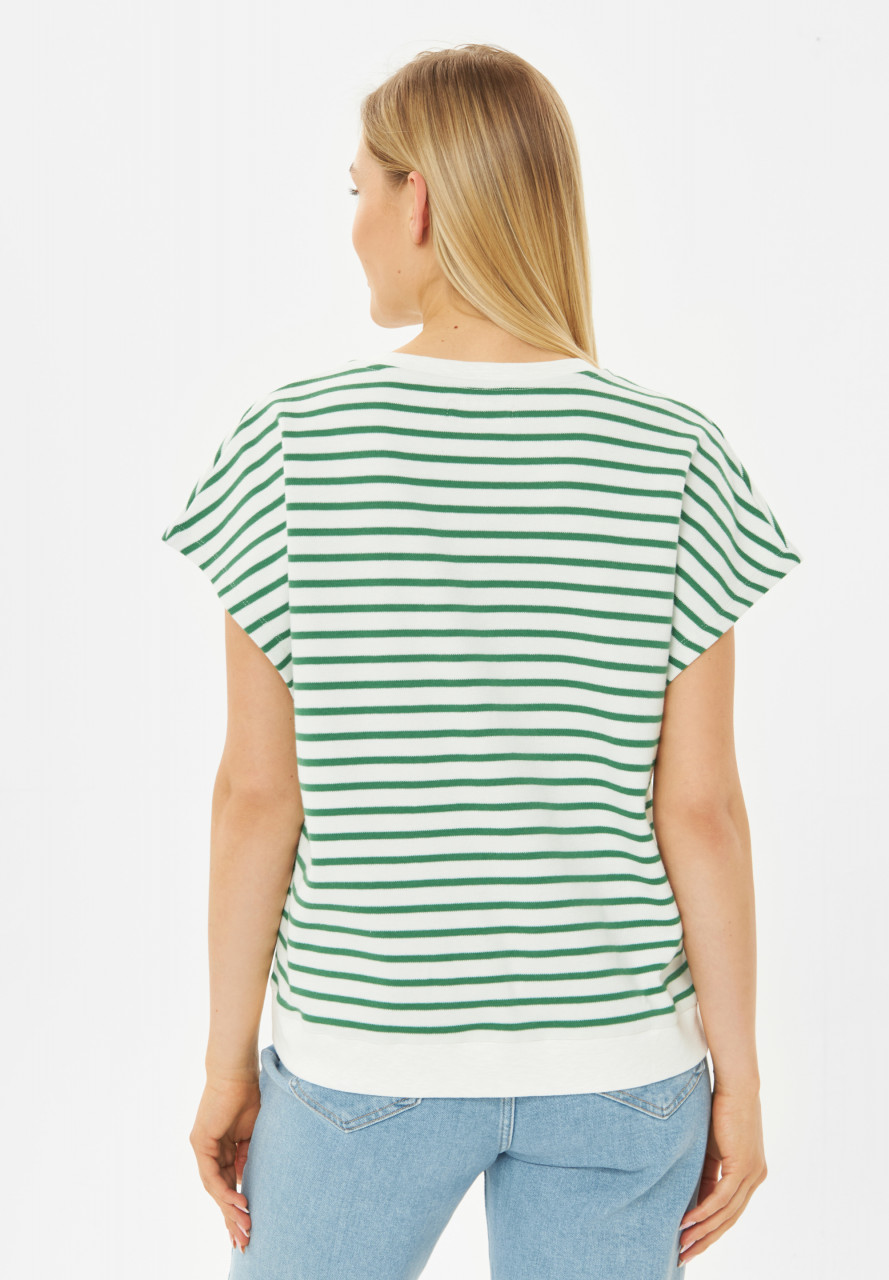 Derbe T-Shirt Interstriped Damen Weiß Grün