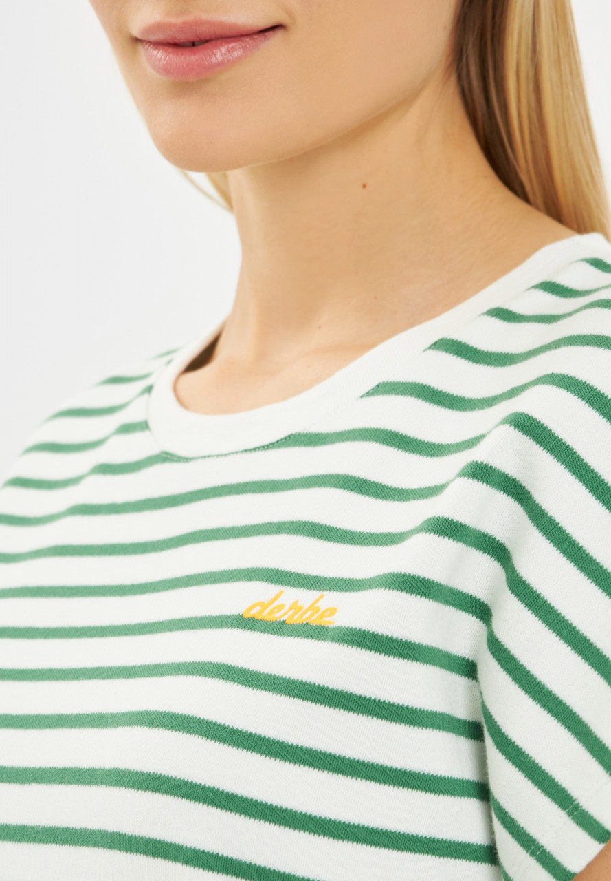 Derbe T-Shirt Interstriped Damen Weiß Grün
