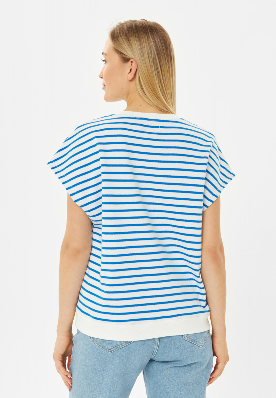Derbe T-Shirt Interstriped Damen Weiß Blau