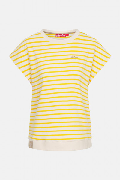 Derbe T-Shirt Interstriped Damen Weiß Gelb Streifenshirt