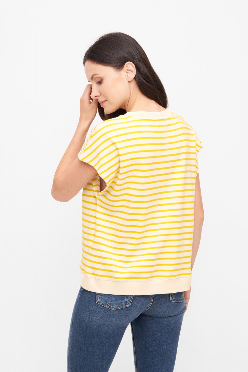 Derbe T-Shirt Interstriped Damen Weiß Gelb Streifenshirt