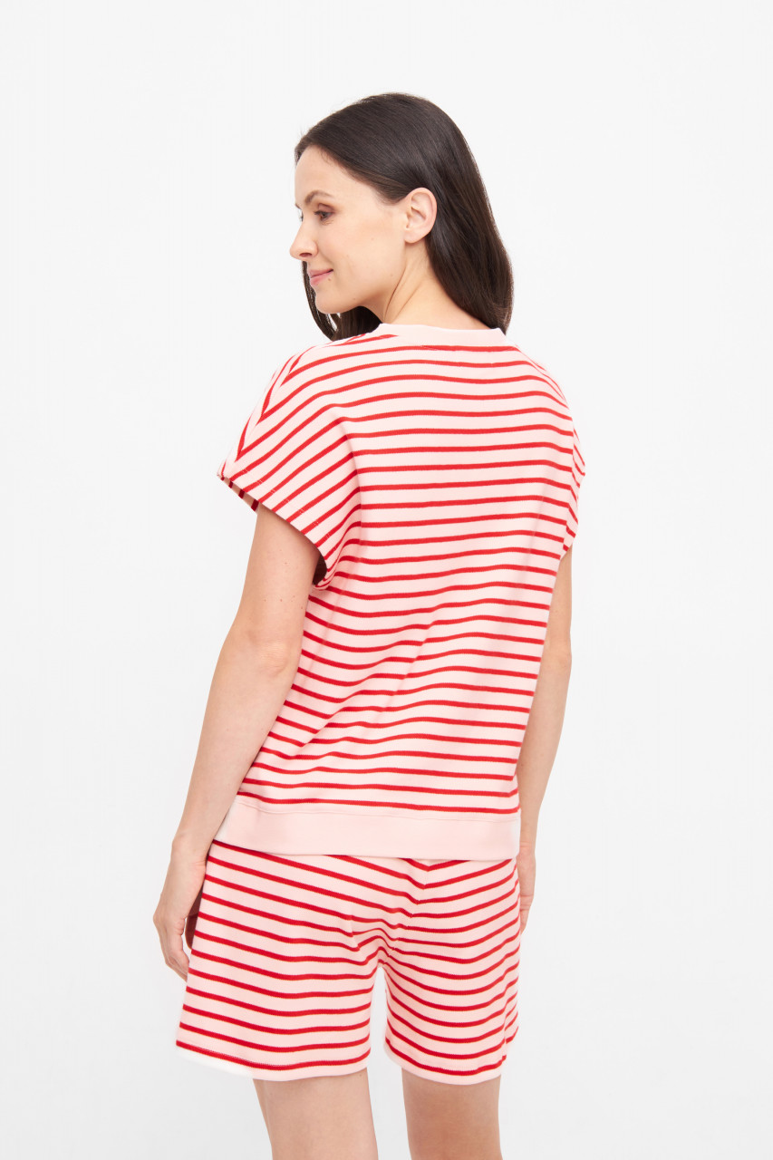 Derbe T-Shirt Interstriped Damen Weiß Rot Streifenshirt