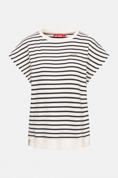 Derbe T-Shirt Interstriped Damen Weiß Schwarz Streifenshirt