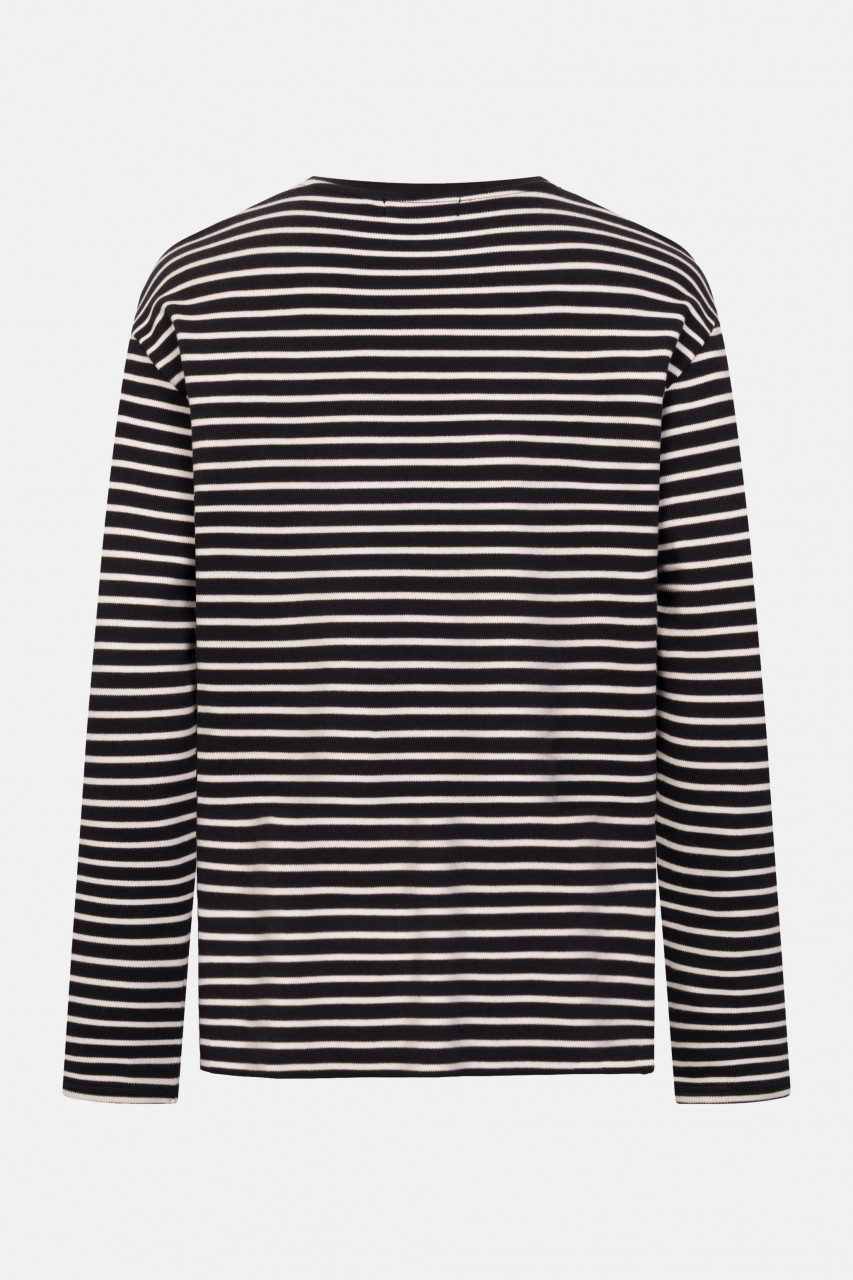 Derbe Streifenshirt Interstriped Herren Schwarz Weiß Langarmshirt GOTS Organic