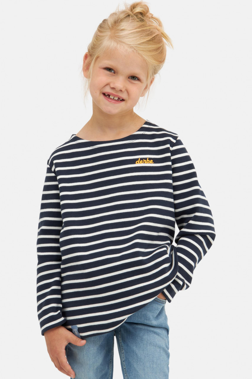 Derbe Kinder Langarmshirt Interstriped Dunkelblau Weiß
