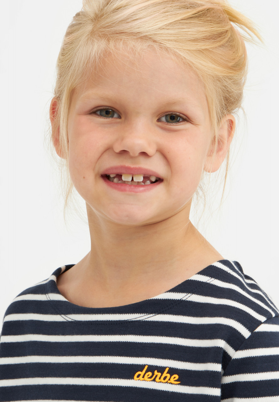 Derbe Kinder Langarmshirt Interstriped Dunkelblau Weiß