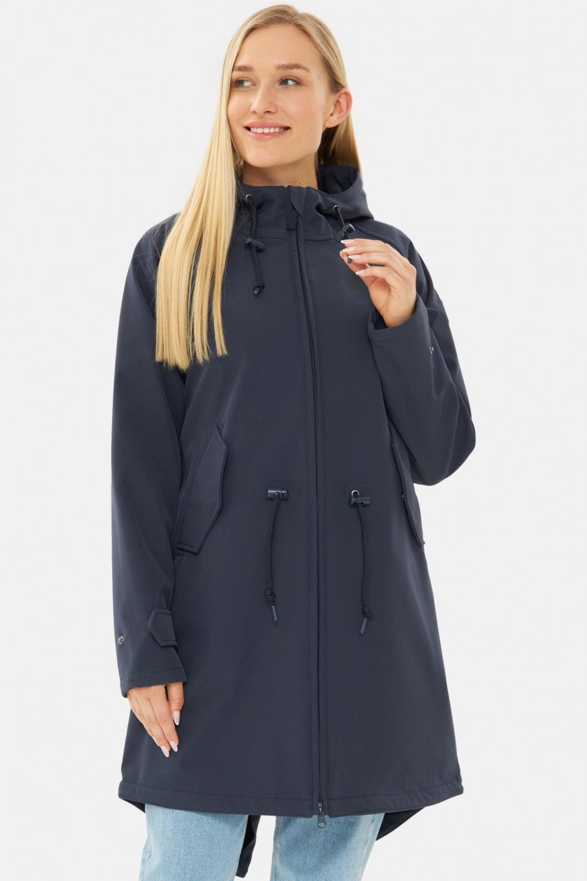 Derbe Softshell Mantel Island Friese Damen Navy Dunkelblau