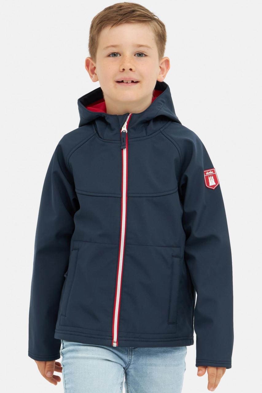 Derbe Kinder Softshell Jacke Isleby Dunkelblau Rot