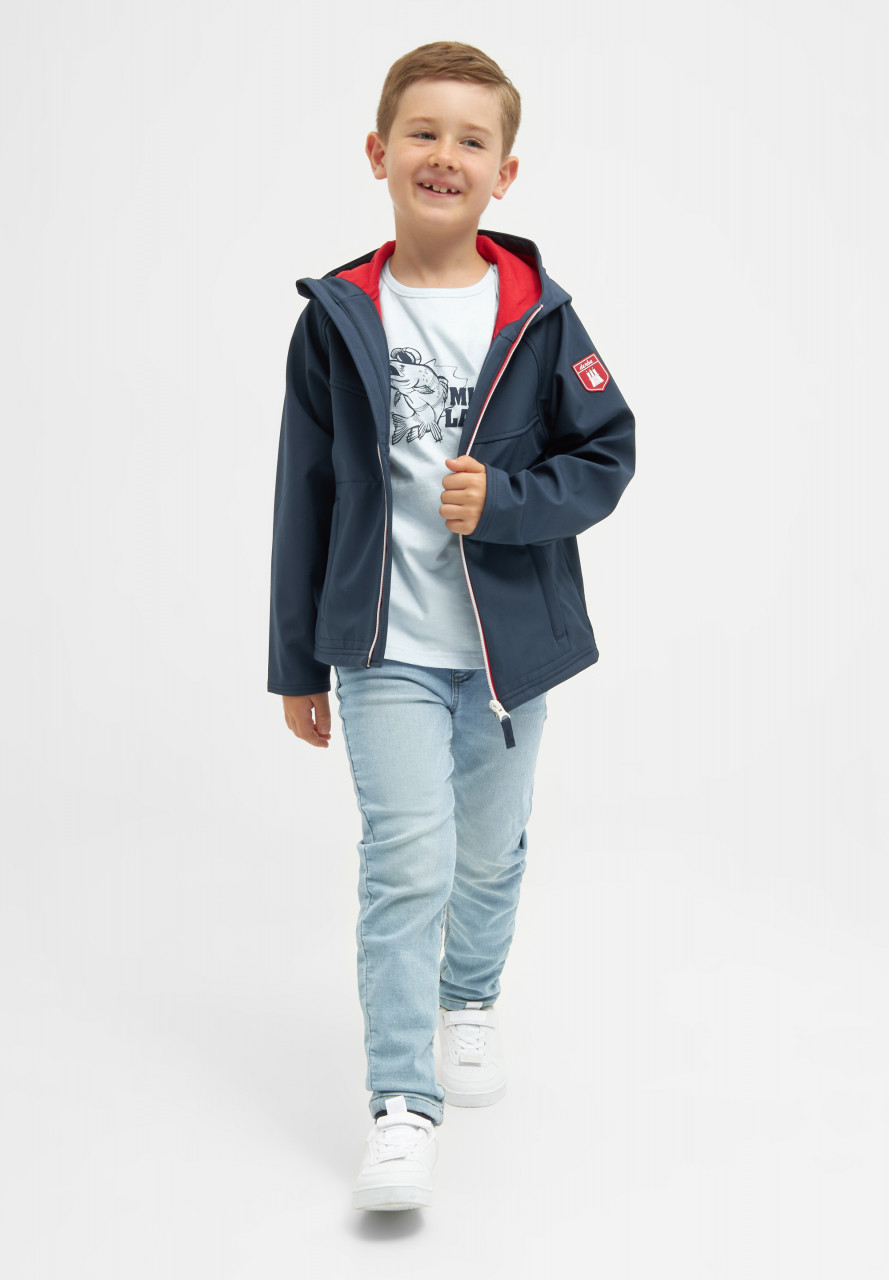 Derbe Kinder Softshell Jacke Isleby Dunkelblau Rot