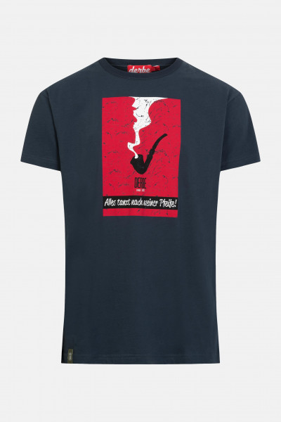 Derbe Kaptain Pfeife Herren T-Shirt Navy Kapitän Dunkelblau Rot