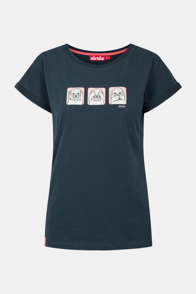 Derbe Kegelrobbe Damen Shirt Navy Dunkelblau