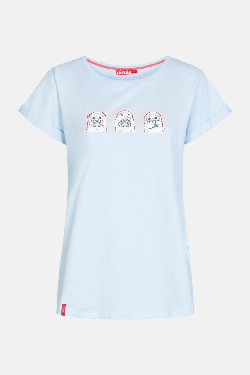 Derbe Kegelrobbe Damen Shirt Wan Blue Hellblau