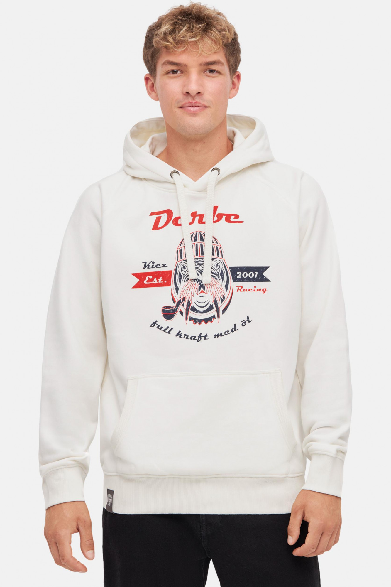 Derbe Hoodie Kiez Racing Herren Weiß Pullover GOTS
