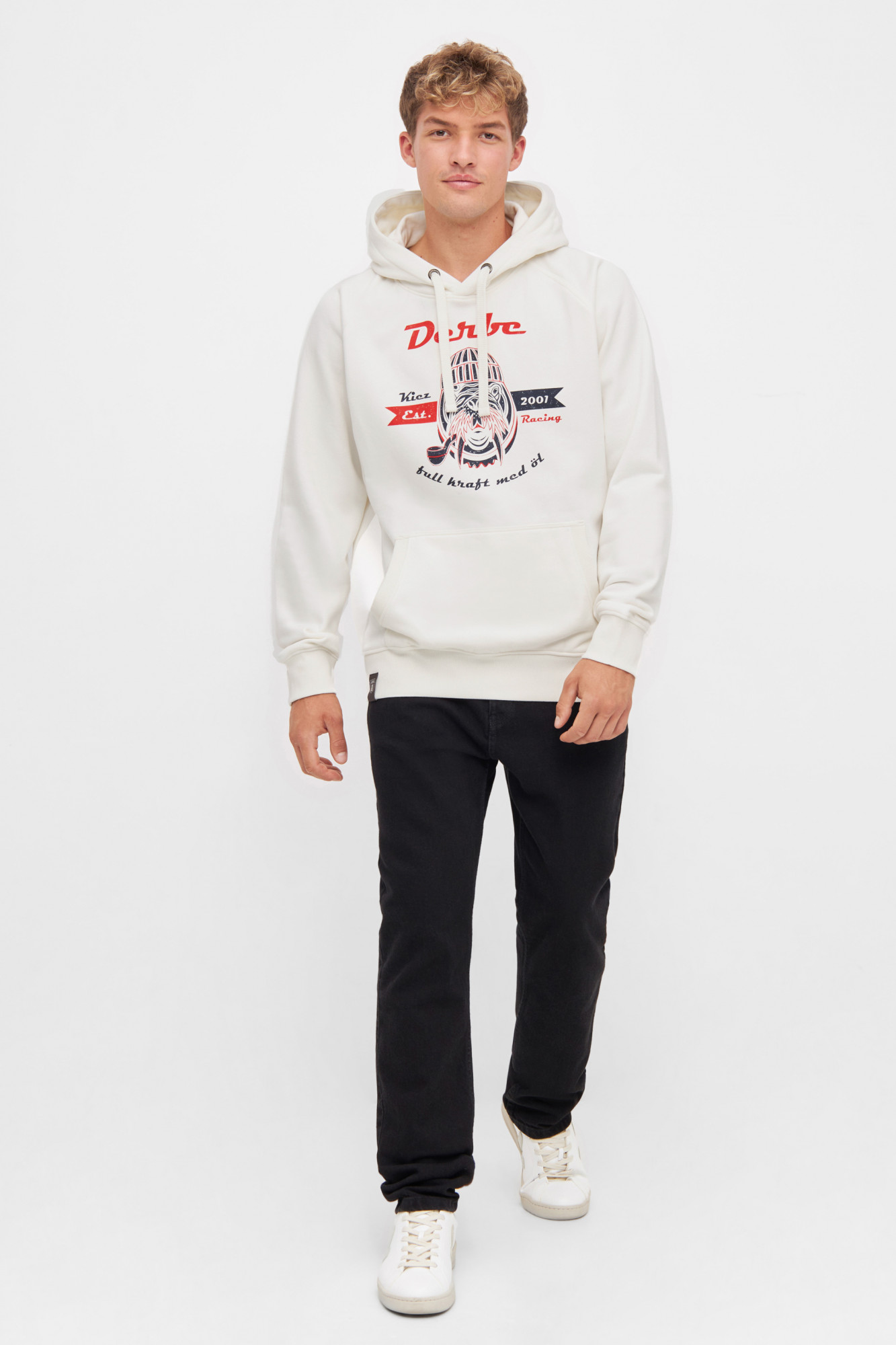Derbe Hoodie Kiez Racing Herren Weiß Pullover GOTS