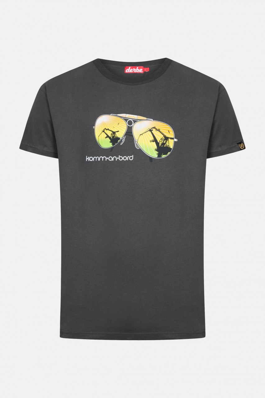 Derbe Komm an Bord Herren T-Shirt Phantom Schwarz Sonnenbrille