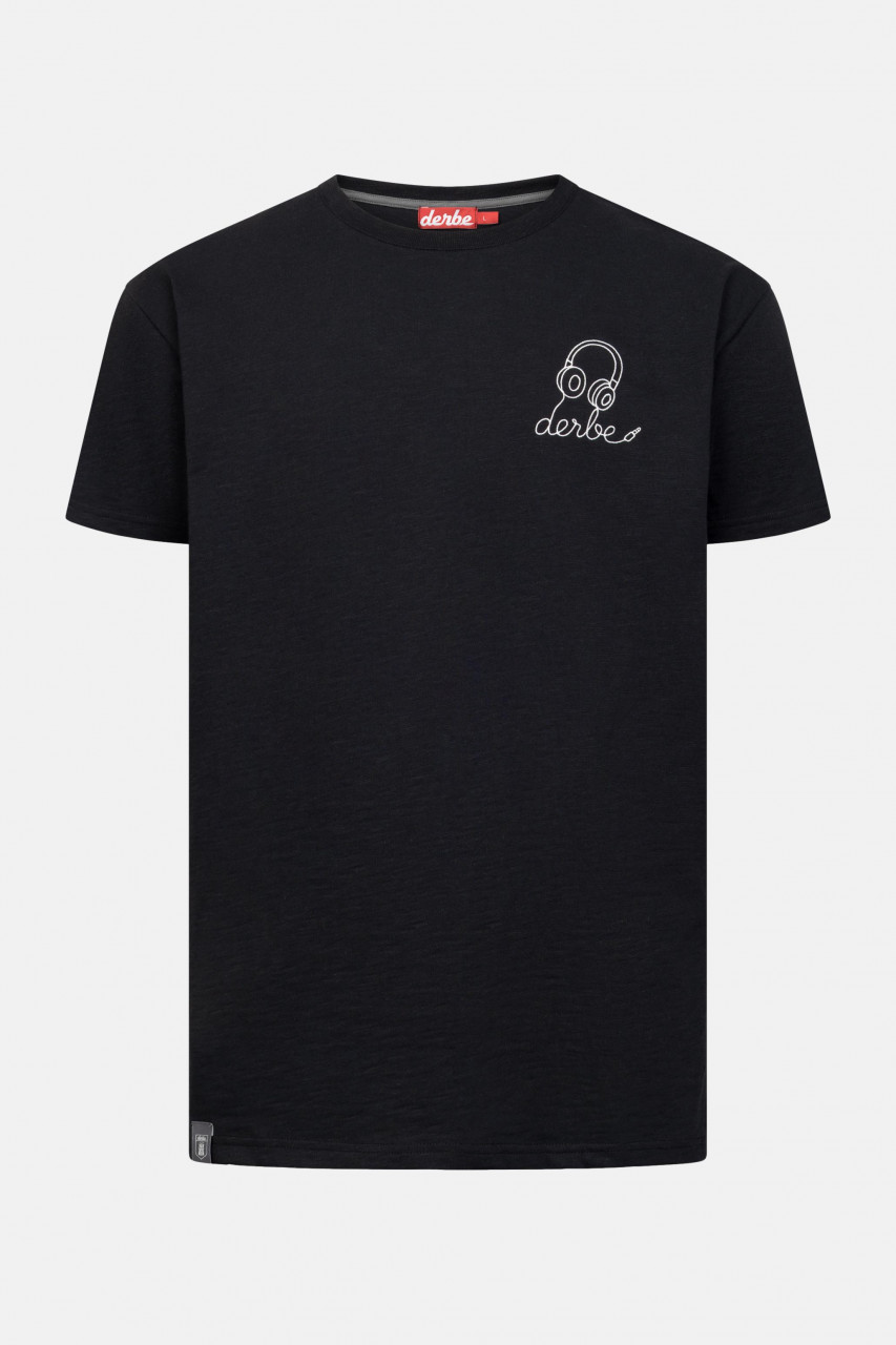 Derbe T-Shirt Kopfhörer Herren Schwarz GOTS Organic