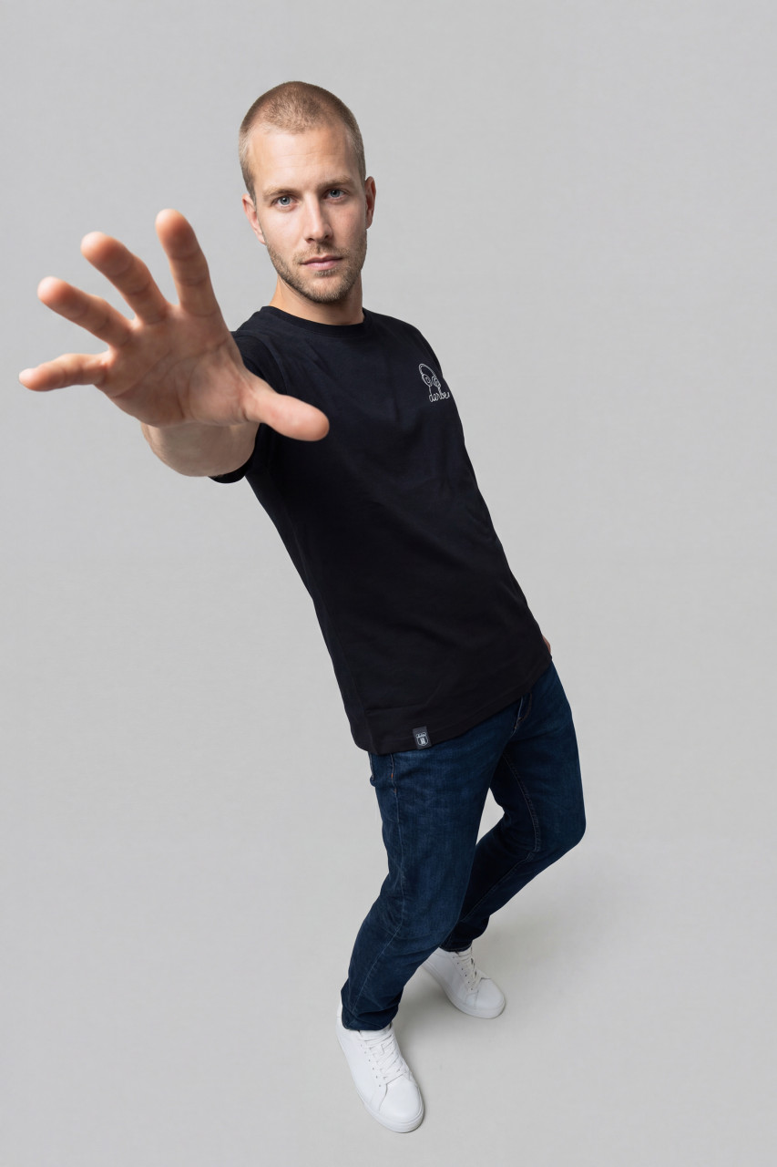 Derbe T-Shirt Kopfhörer Herren Schwarz GOTS Organic