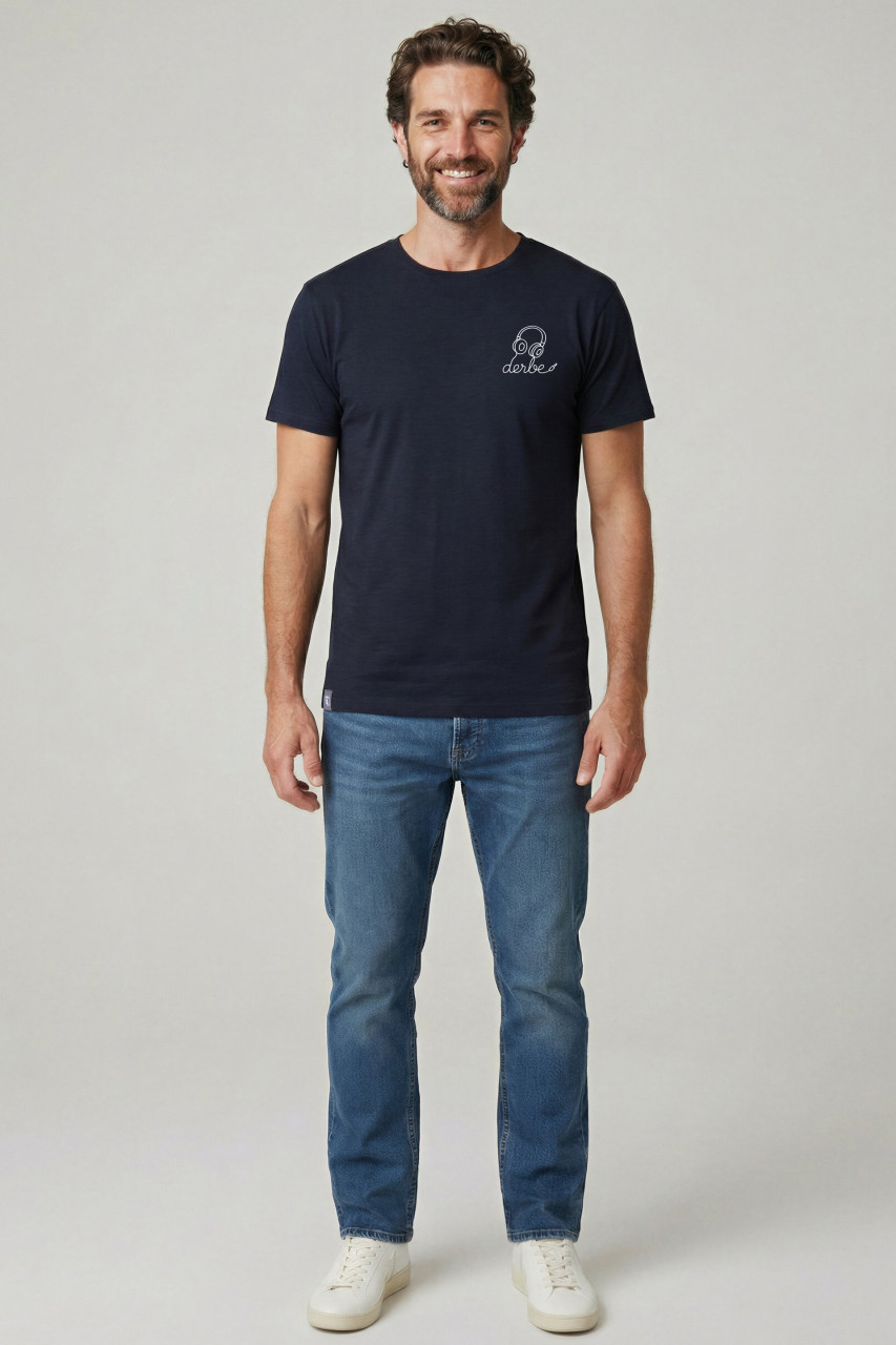 Derbe T-Shirt Kopfhörer Herren Blau GOTS Organic