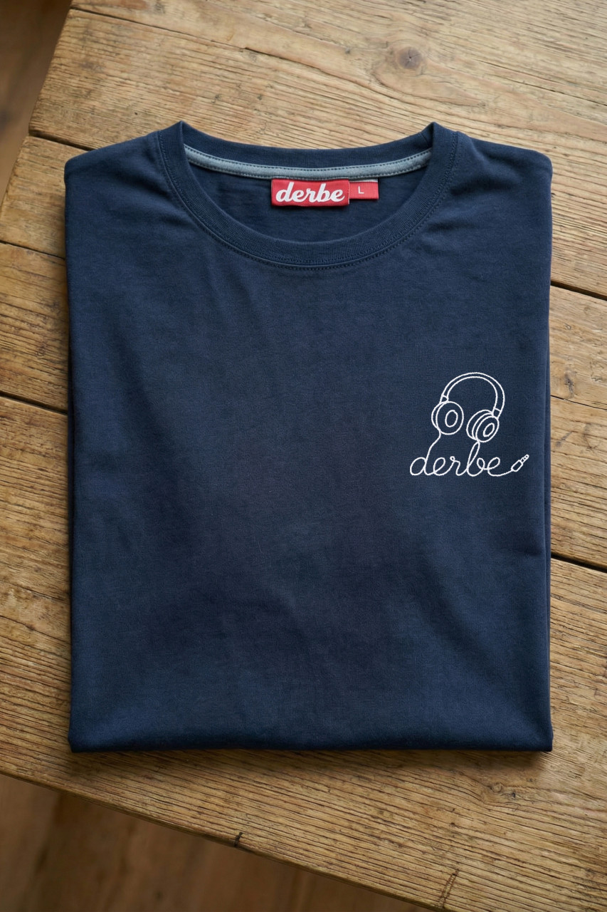 Derbe T-Shirt Kopfhörer Herren Blau GOTS Organic