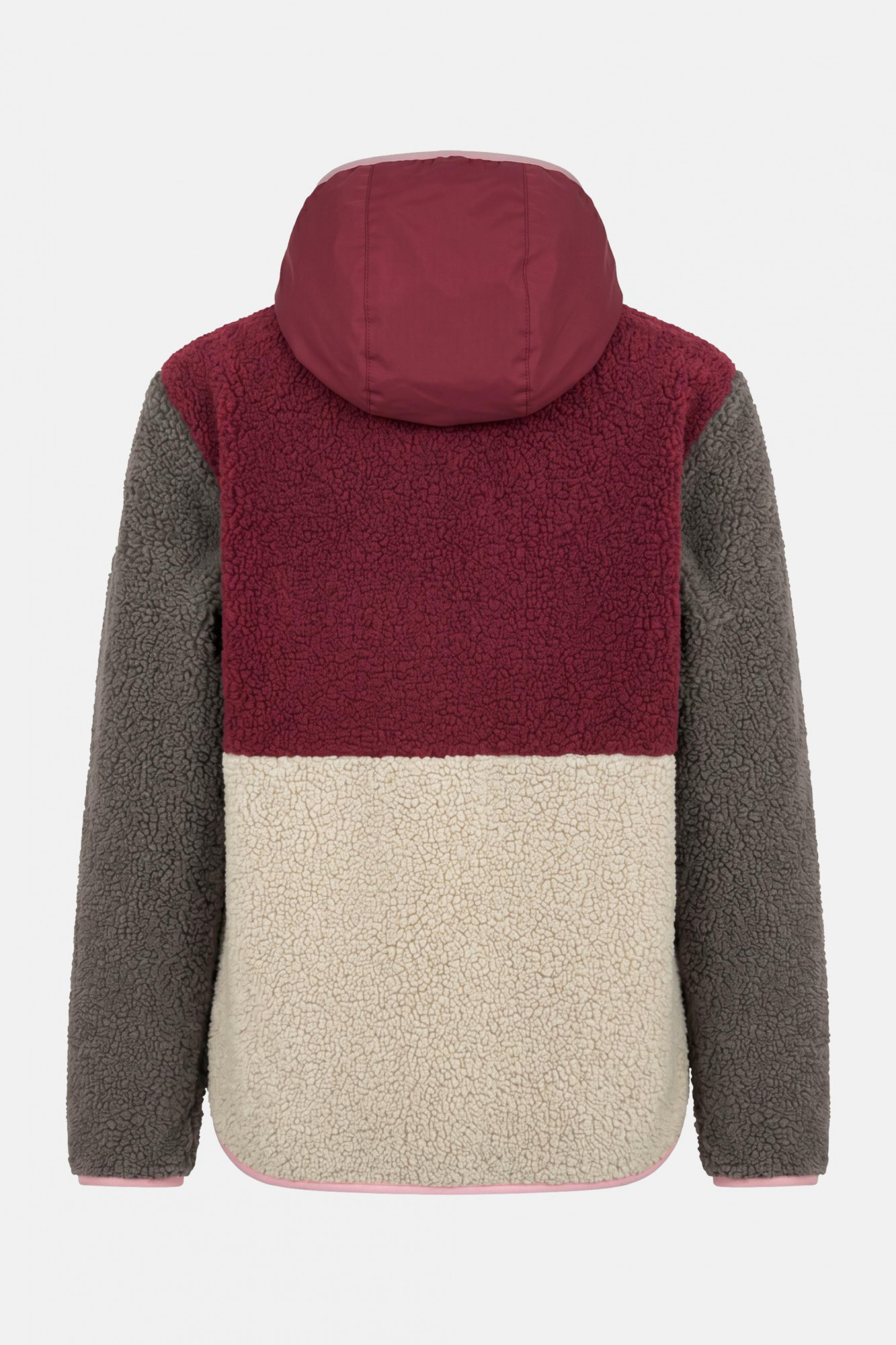 Derbe Damen Fleecejacke Kuschelby Rot Beige Braun Colorblocking Teddy
