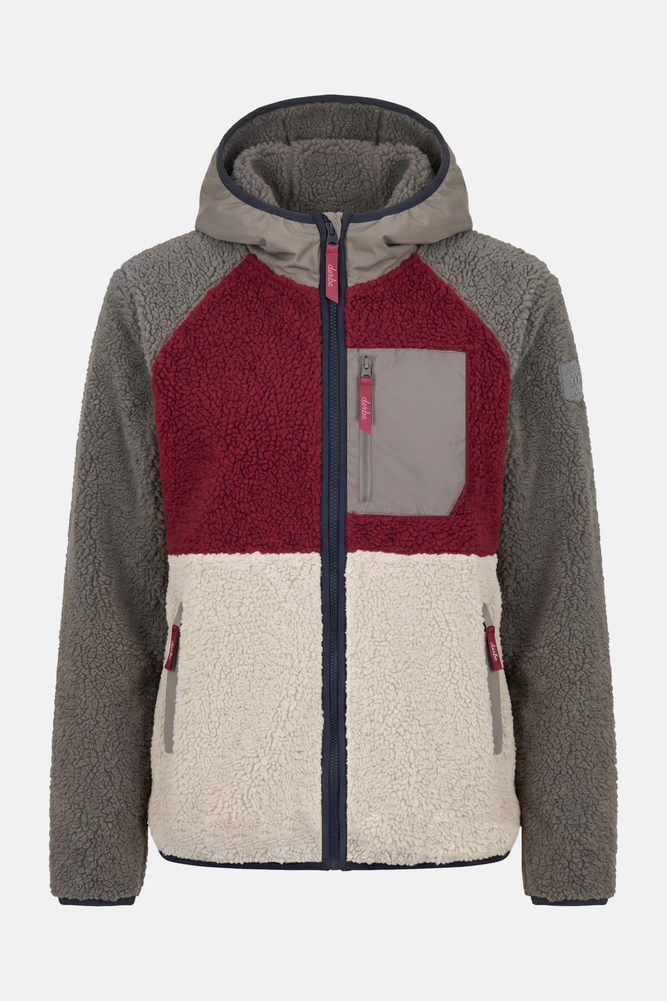 Derbe Herren Fleecejacke Kuschelby Rot Braun Beige Colorblocking Teddy