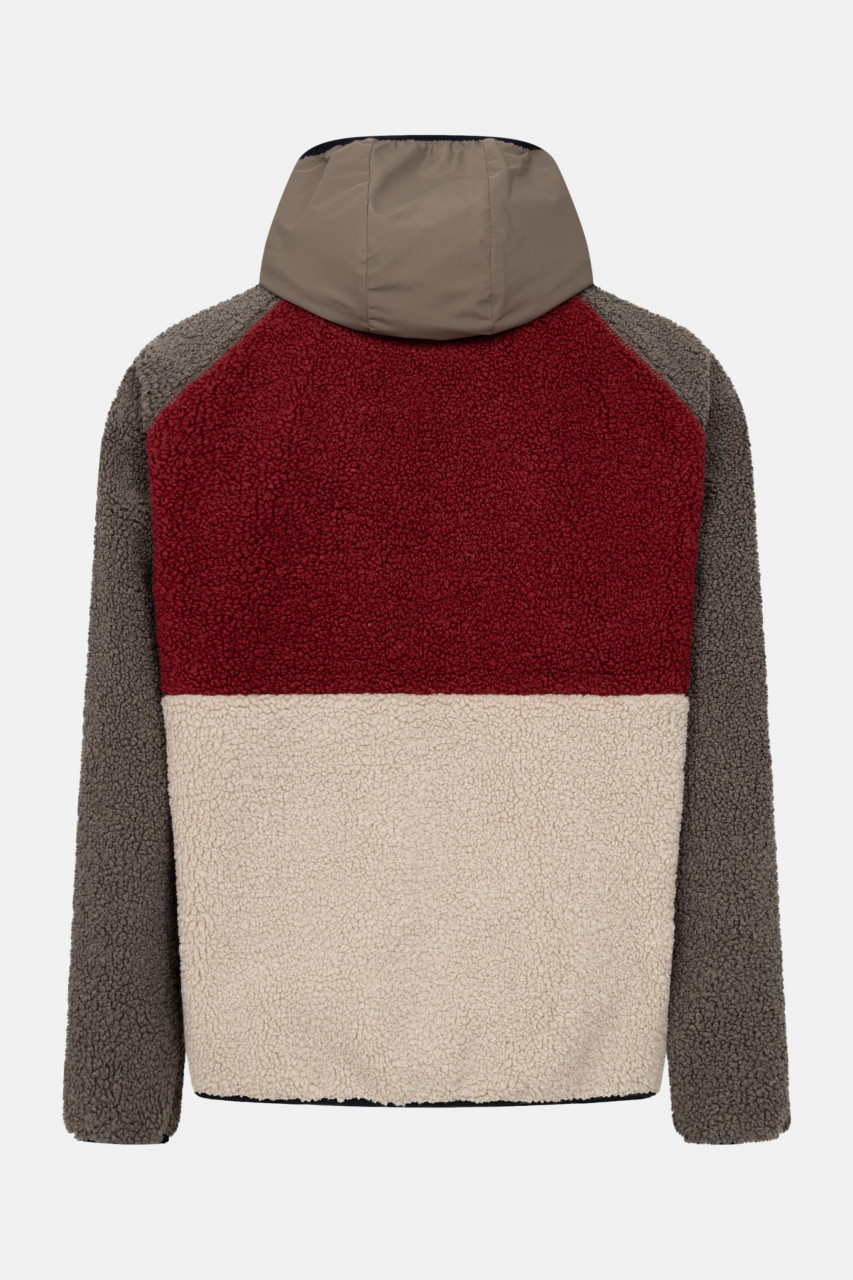 Derbe Herren Fleecejacke Kuschelby Rot Braun Beige Colorblocking Teddy