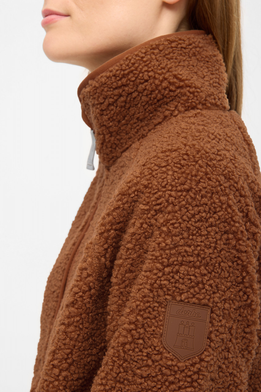 Derbe Damen Fleecejacke Kuschelby Braun Karamell Teddy