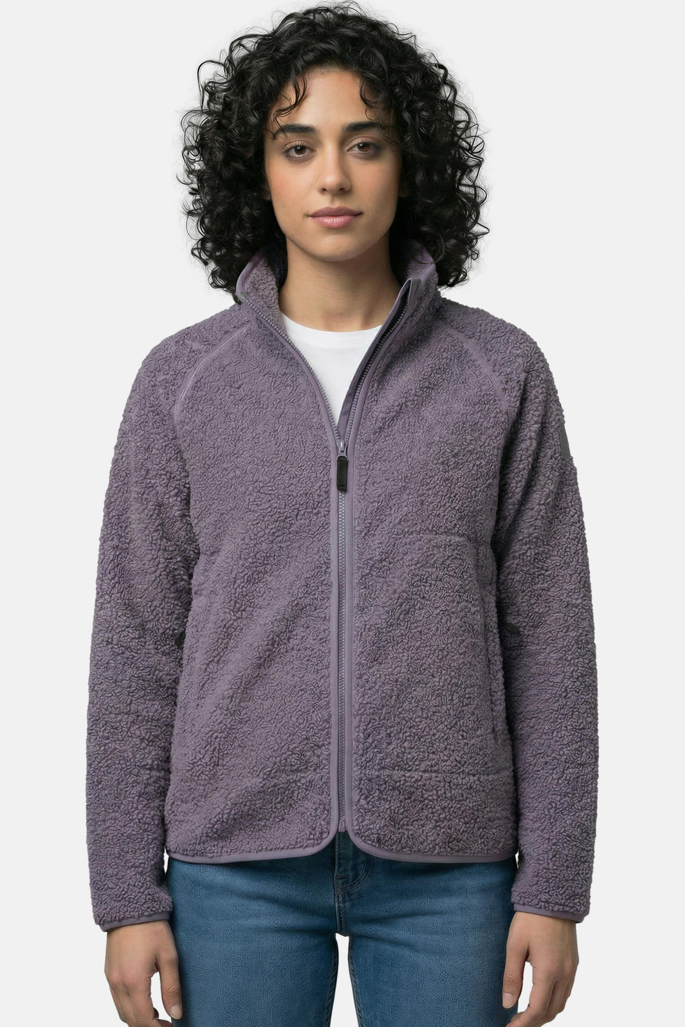 Derbe Damen Fleecejacke Kuschelby Lila Grau Teddy