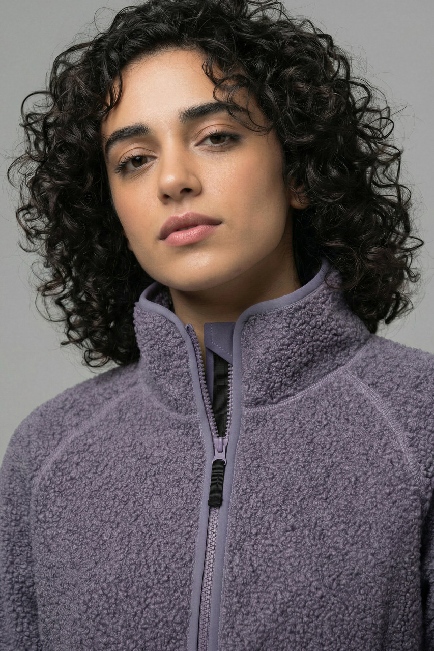 Derbe Damen Fleecejacke Kuschelby Lila Grau Teddy