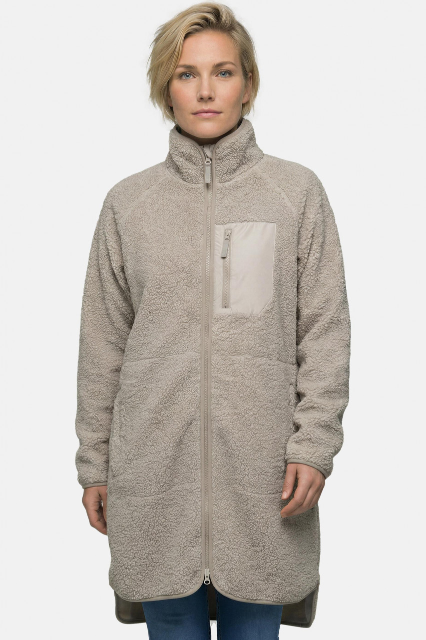 Derbe Damen Fleecejacke Kuschelby Long Beige Teddy