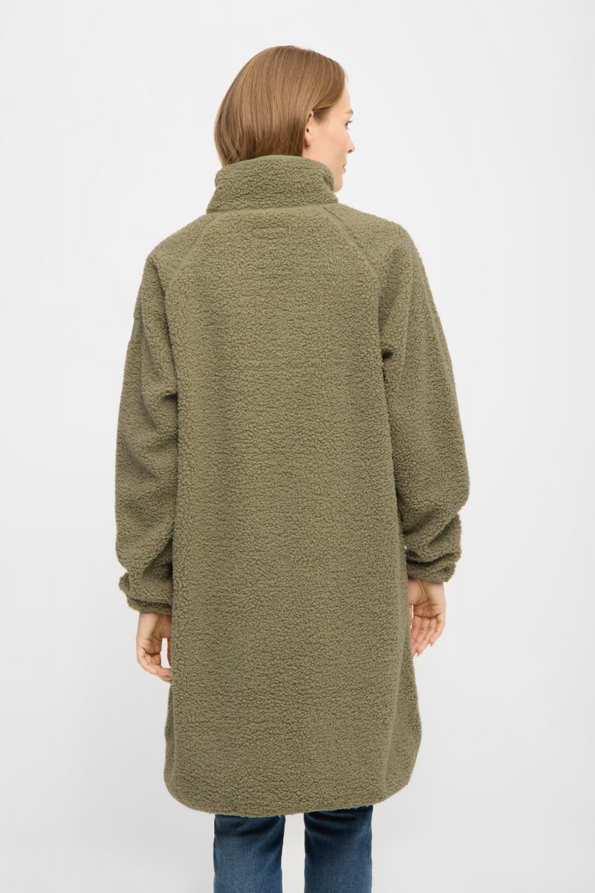Derbe Damen Fleecejacke Kuschelby Long Hellgrün Oliv Teddy