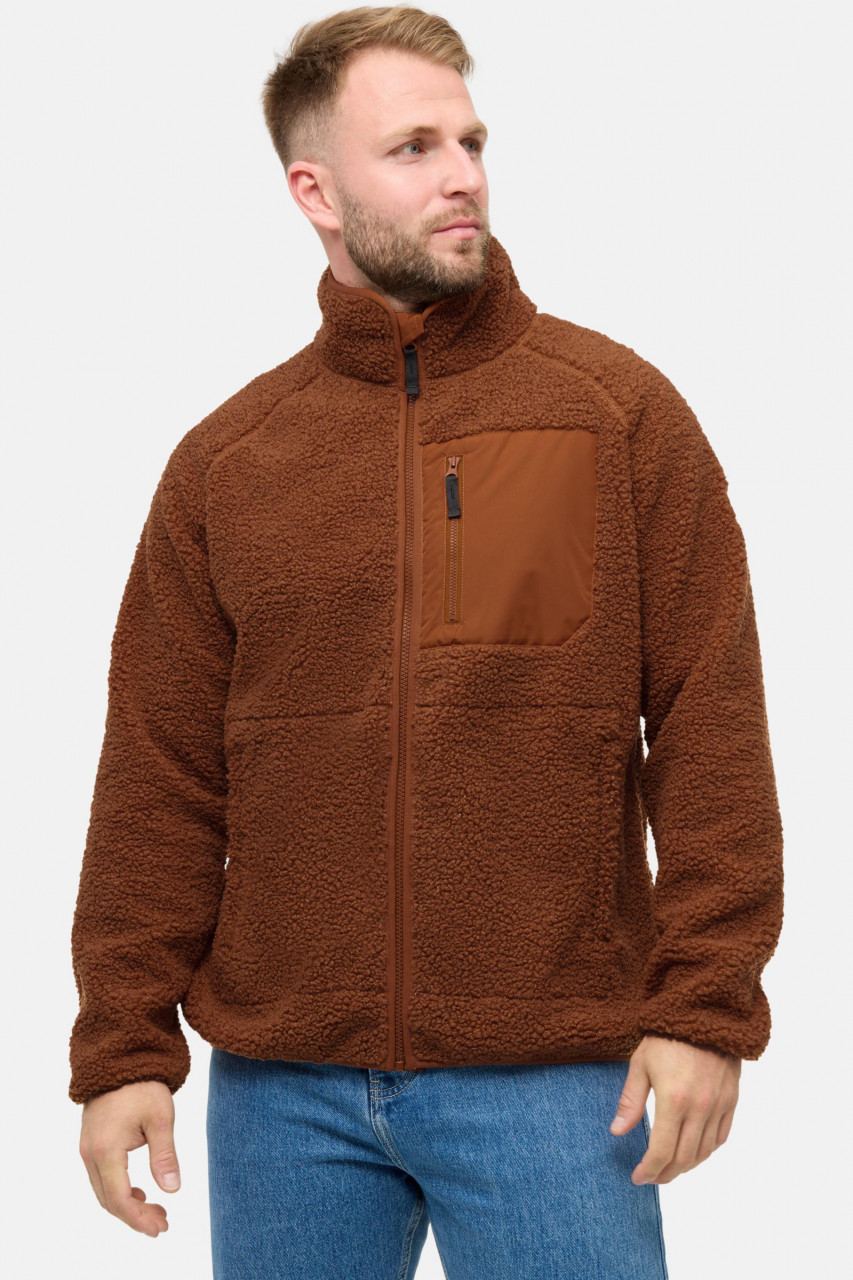Derbe Herren Fleecejacke Kuschelby Pocket Braun Teddy