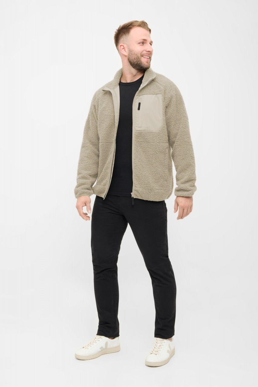 Derbe Herren Fleecejacke Kuschelby Pocket Beige Teddy