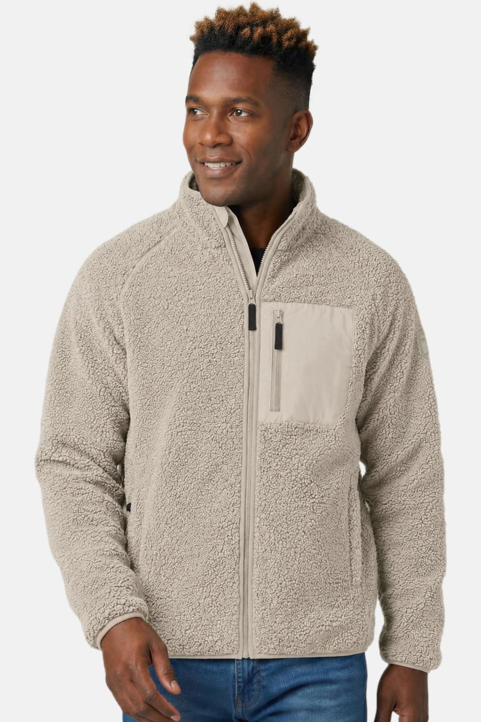 Derbe Herren Fleecejacke Kuschelby Pocket Beige Teddy