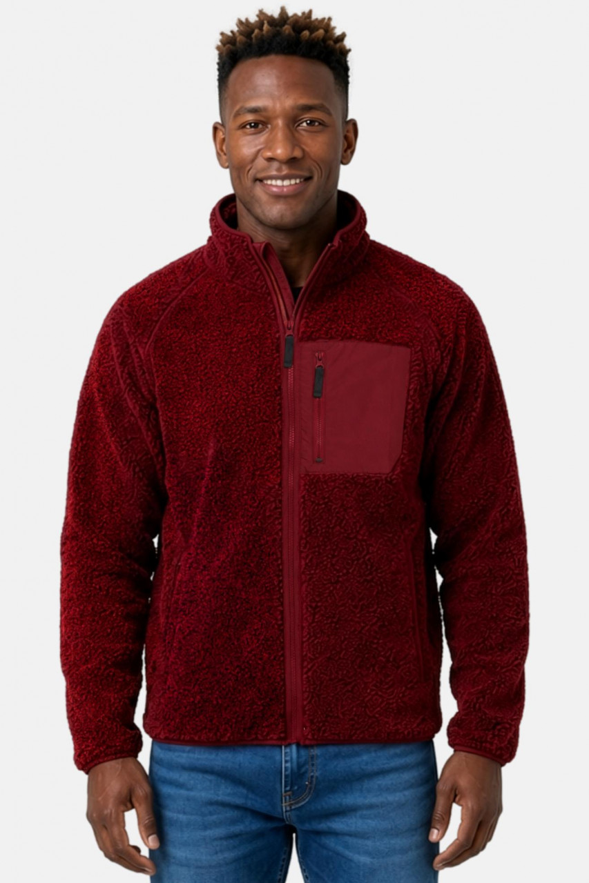 Derbe Herren Fleecejacke Kuschelby Pocket Rot Teddy