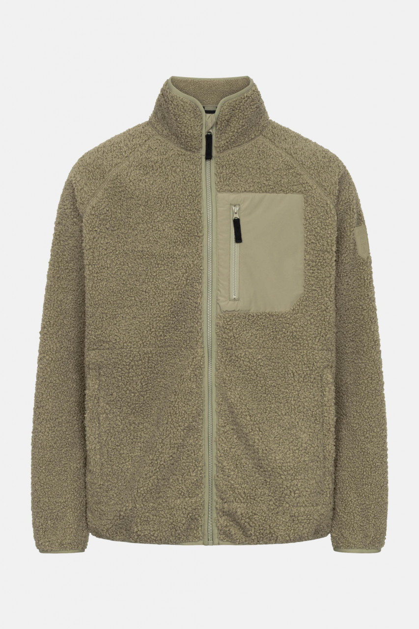 Derbe Herren Fleecejacke Kuschelby Pocket Hellgrün Oliv Teddy