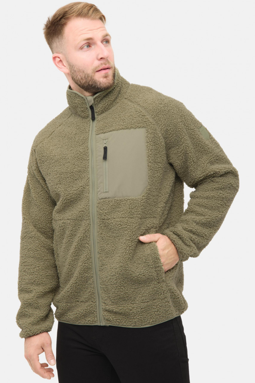 Derbe Herren Fleecejacke Kuschelby Pocket Hellgrün Oliv Teddy
