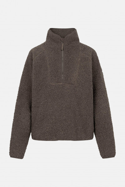 Derbe Damen Fleece Pullover Kuschelby Troyer Braun Teddy