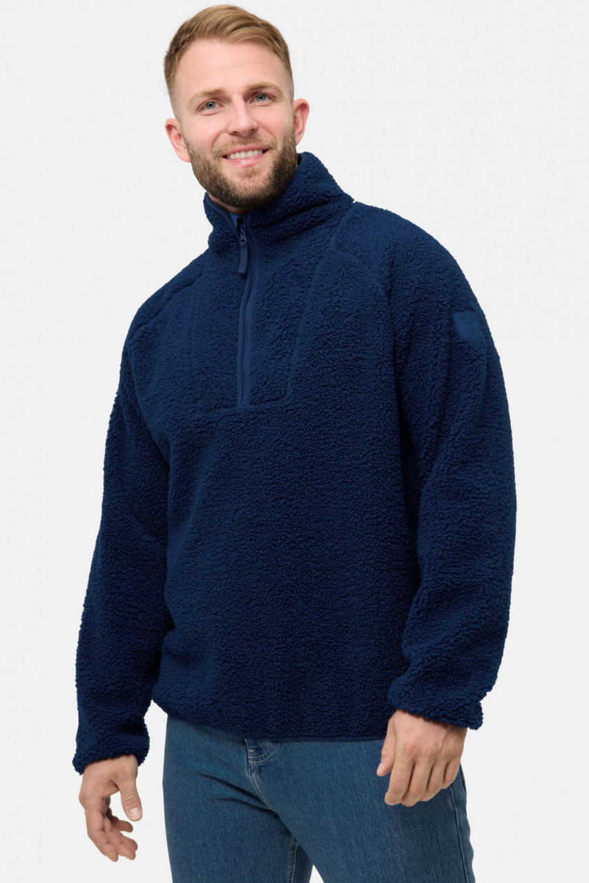 Derbe Herren Fleece Pullover Kuschelby Troyer Blau
