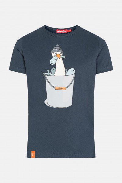 Derbe Langer Hals Kinder T-Shirt Navy Dunkelblau Möwe Fische