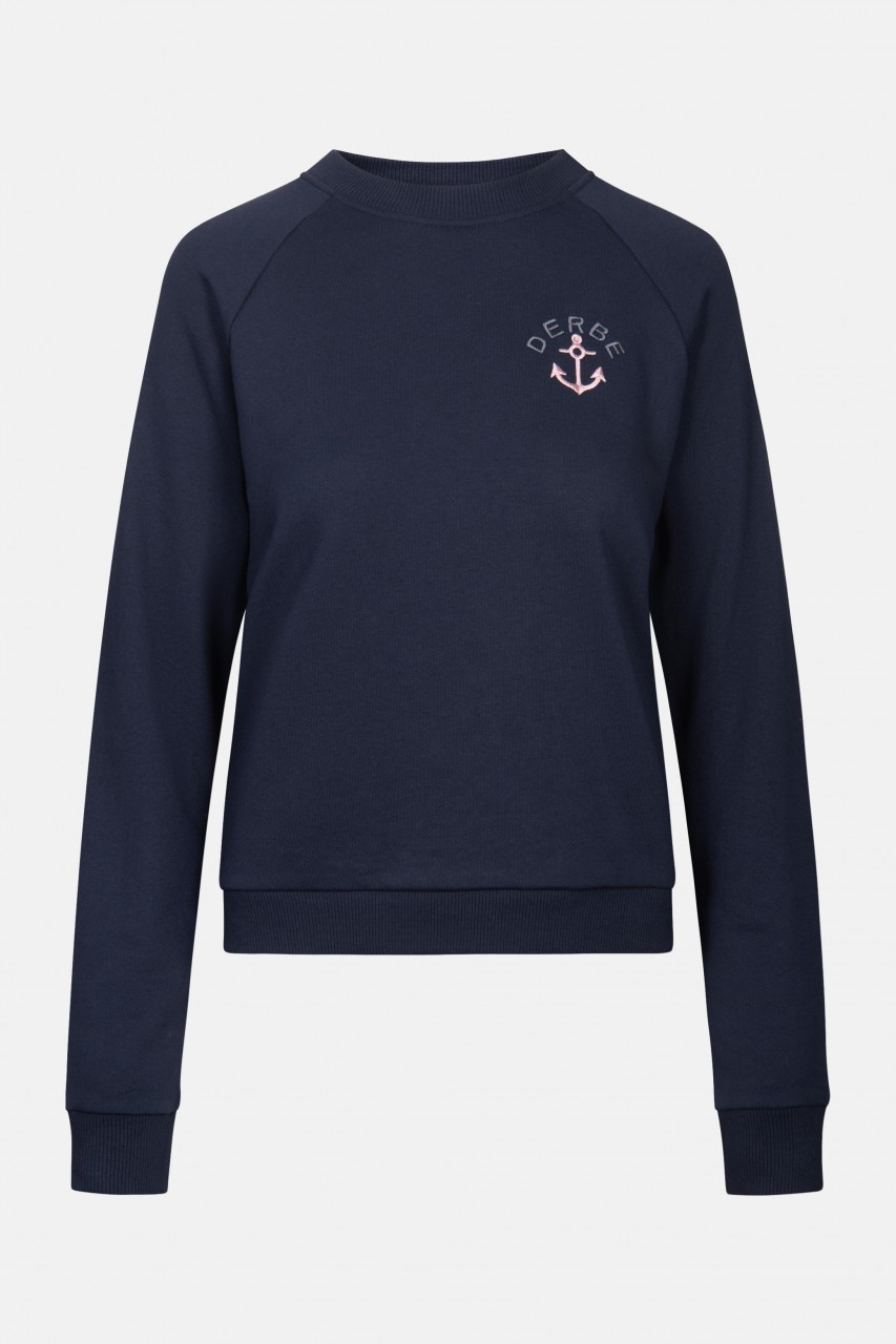 Derbe Leaf Crew Navy Damen Pullover Dunkelblau