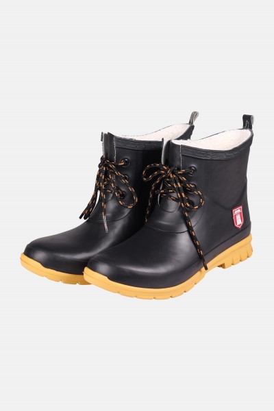 Derbe Looper Puuschen Pelz Damen Gummistiefel Schwarz Gefüttert