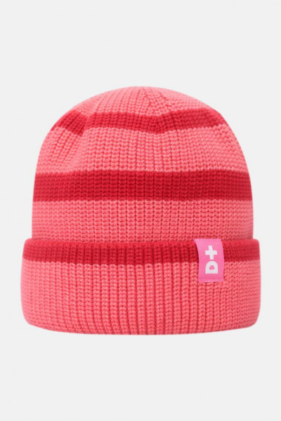 Derbe Strickmütze Lülü Striped Rosa Rot Gestreift GOTS Organic
