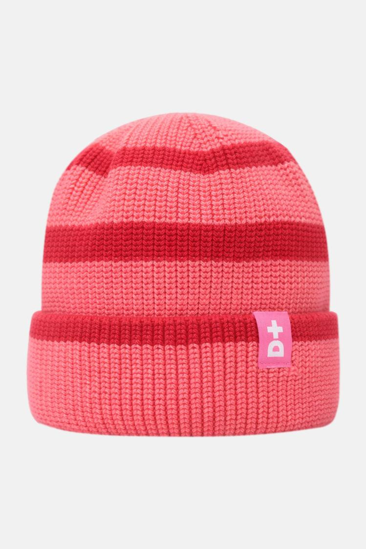 Derbe Strickmütze Lülü Striped Rosa Rot Gestreift GOTS Organic