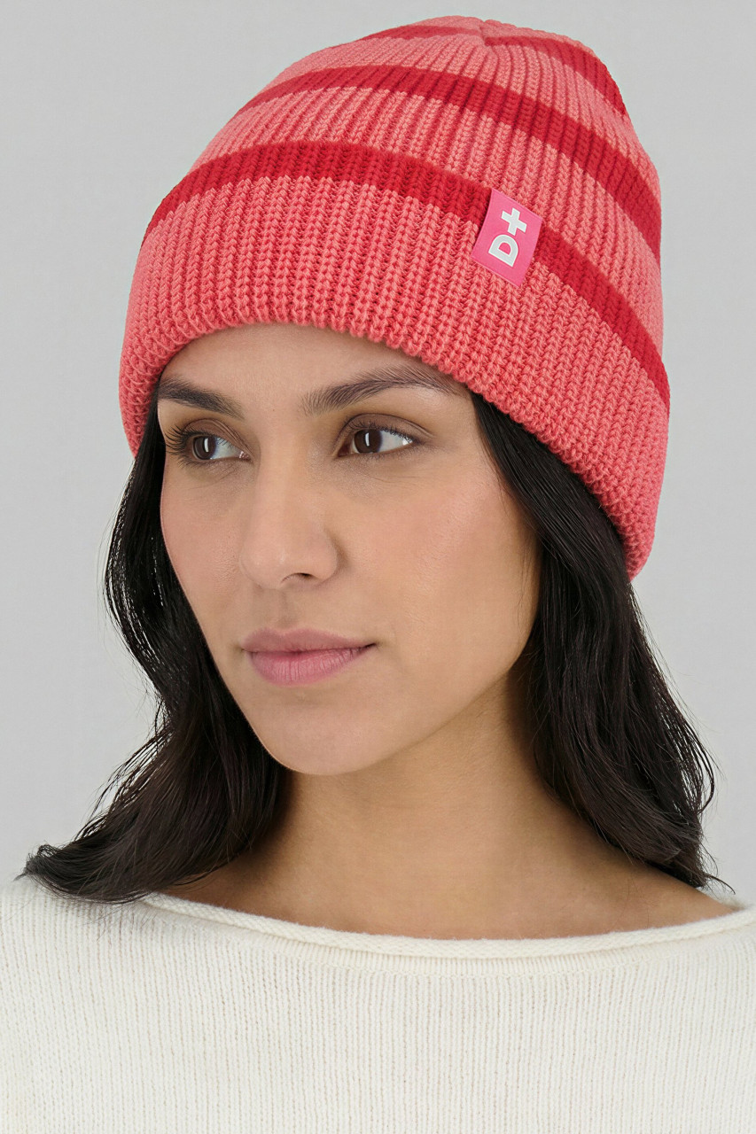 Derbe Strickmütze Lülü Striped Rosa Rot Gestreift GOTS Organic